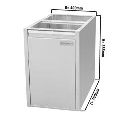 Cubo de basura de acero inoxidable - 0,4 m - módulo de subestructura para el banco de trabajo 800 de profundidad