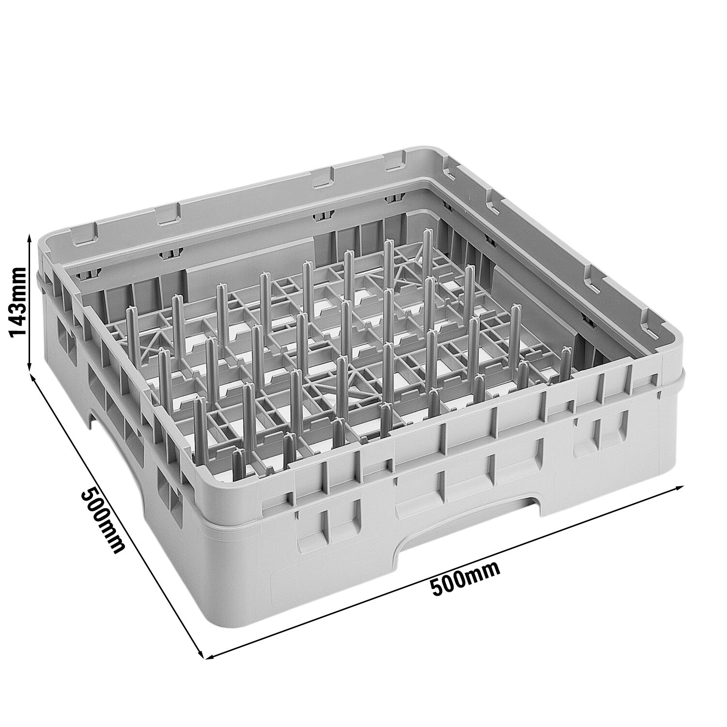  CAMBRO | CAMRACK® - Panier à vaisselle / à broches 1/1 - 5x9 compartiments - 500x500mm - Gris - avec 1 extension