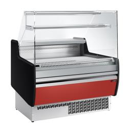 Soğuk Teşhir Dolabı - 998x953mm - 1 kapılı - düz camlı - dijital gösterge; fanlı soğutma; otomatik defrost - ön panel koyu kırmızı