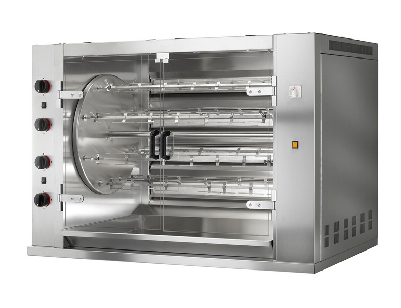 Gas rotisserie kippengrill PREMIUM - 37,2 kW - met 8 spiesen voor maximaal 48 kippen
