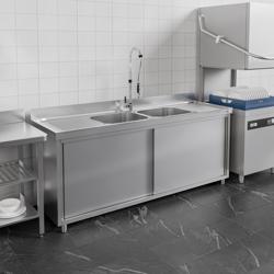 Szafka zlewozmywakowa ECO - stal nierdzewna AISI 304 - 2000x600mm - z 2 komorami środkowa