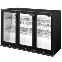 Barkoelkast - 1350mm - 330 Liter - met 3 glazen klapdeuren - zwart