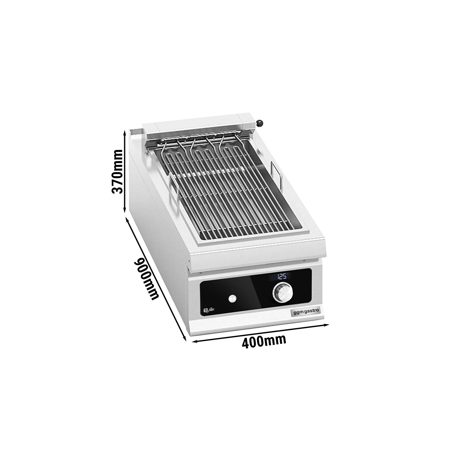 Gril électrique professionnel SÉRIE PAOLO 900 - 5,4kW - à poser - P900mm - commande numérique Bflex - Scotch-Brite satiné