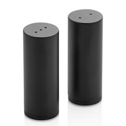 (12 uds) Menaje de 4 piezas - en soporte - soporte de acero inoxidable - acero inoxidable y plástico - servilletero, palillero, salero y pimentero - Altura: 200mm - Negro