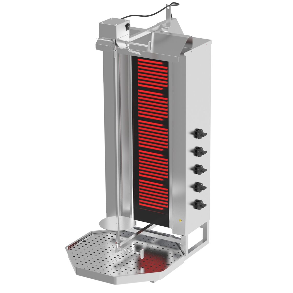Electric Doner Kebab Grill (Shawarma/Gyros) - 5 Burner - up to 80kg - 9kW - incl. 2 double doors & drip tray