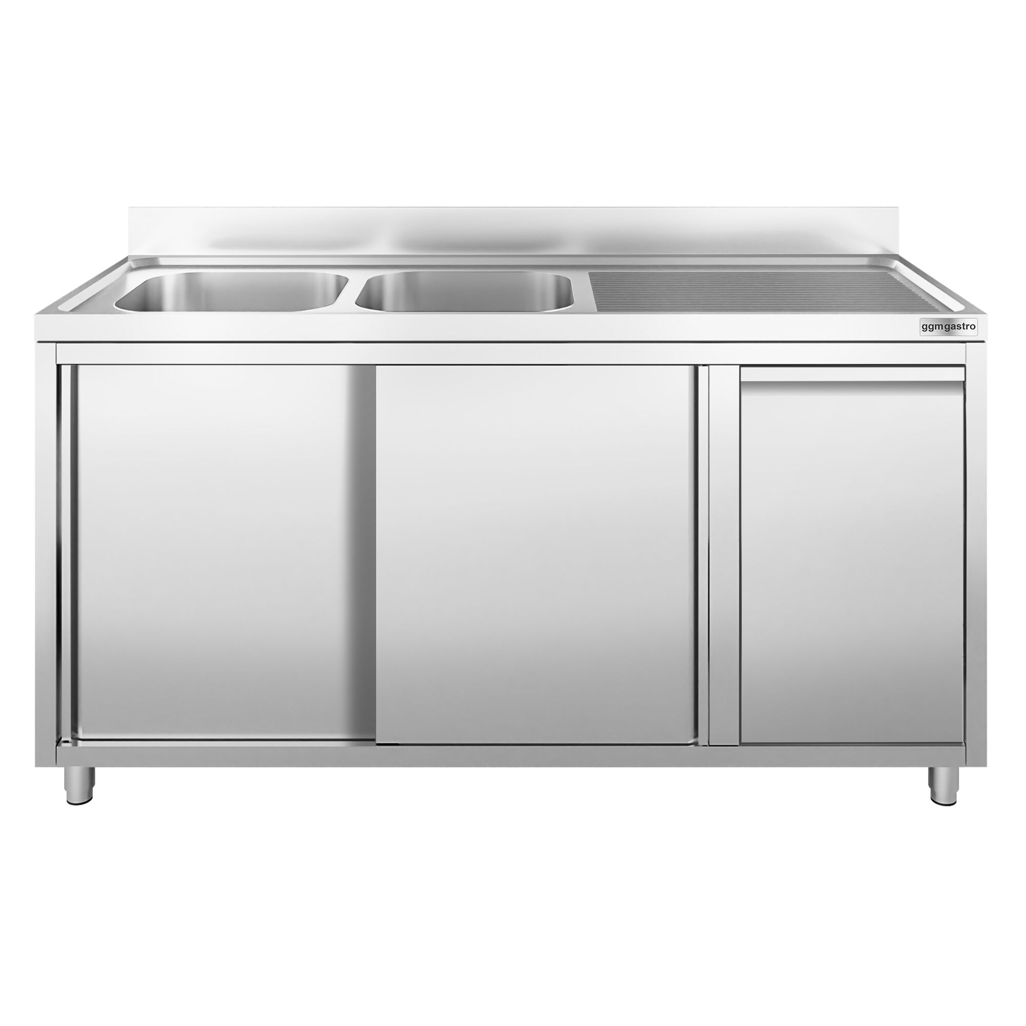 Spülschrank - 2000x700mm - mit Abfallbehälter & 2 Becken links
