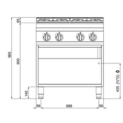 Masina de gatit pe gaz 4x arzatoare (34,5 kW) cu flacara de veghe
