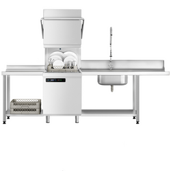 Huvdiskmaskin- Digital - 7,1 kW - inkl inloppsbord höger, utloppsbord vänster & avkalkningsmedel - med diskmedel, sköljmedel & tömningspump.