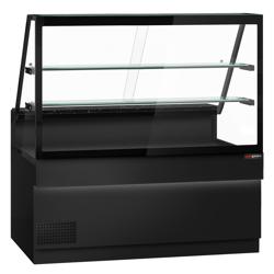 Soğuk Teşhir Dolabı TORONTO - 1600x900mm - 2 raflı cam üst tabla - çift cam - LED aydınlatma - ön panel siyah; granit tezgah