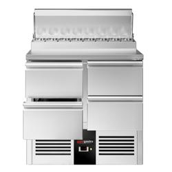 Saladette / mesa de preparação PREMIUM - 0,9 x 0,7 m - com 4 gavetas 1/2