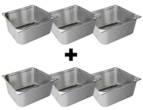 (6 stuks) RVS GN bak 2/1 - Hoogte: 200mm