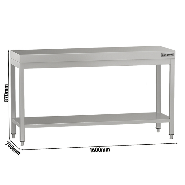 Çalışma tezgahı-  Paslanmaz Çelik- ECO - 1600x700mm - alt raflı, sırtsız
