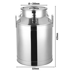 Melkkan met deksel - 25L - RVS - Ø320x420mm - Met rubberen afdichting