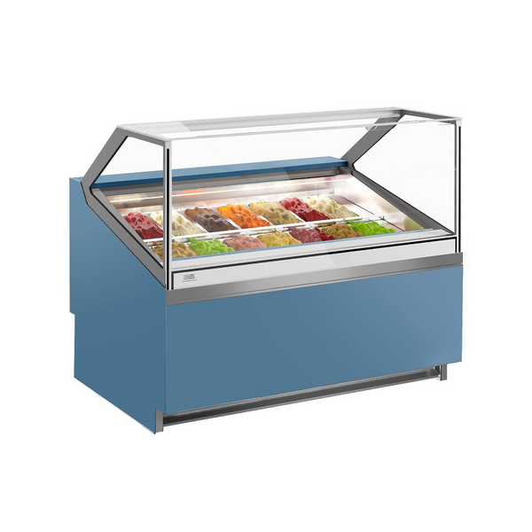 Dondurma Tezgahı IVY - 1250mm - Havalandırmalı - 14x5 Litre Dondurma Kabı için - Mavi