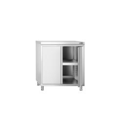 Edelstahl Arbeitsschrank PREMIUM - 800x600mm - mit Flügeltür ohne Aufkantung
