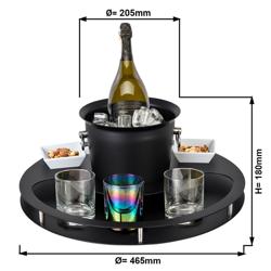 Set de bar avec seau à champagne et 2 coupelles à apéritif - Acier inoxydable, revêtement poudre - Ø465mm - Hauteur:180mm - Noir
