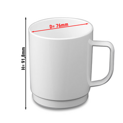 Cană din policarbonat pentru cafea şi lapte, albă - 250 ml - 50 bucăți