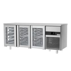 Mesa refrigerada PREMIUM - 1,86 x 0,7 m - con 3 puertas de cristal