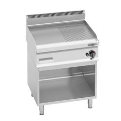 Gasbakplaat - 8,0kW - 1/2 glad 1/2 geribbeld - Bakoppervlak: 596x430mm - met open onderbouw