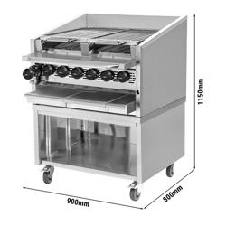 Gasgrill - 25,0kW - Kantelbaar grillrooster - 2 grillroosters - Staand model - RVS