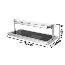Inbouw warmhoudplaat RVS - met glazen oppervlak - 1500mm - 4x GN 1/1 - 1,8 kW - met glazen hoestscherm