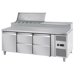 Zubereitungstisch PREMIUM - 1800mm - für 8x GN 1/3 - 1 Tür & 4 Schubladen