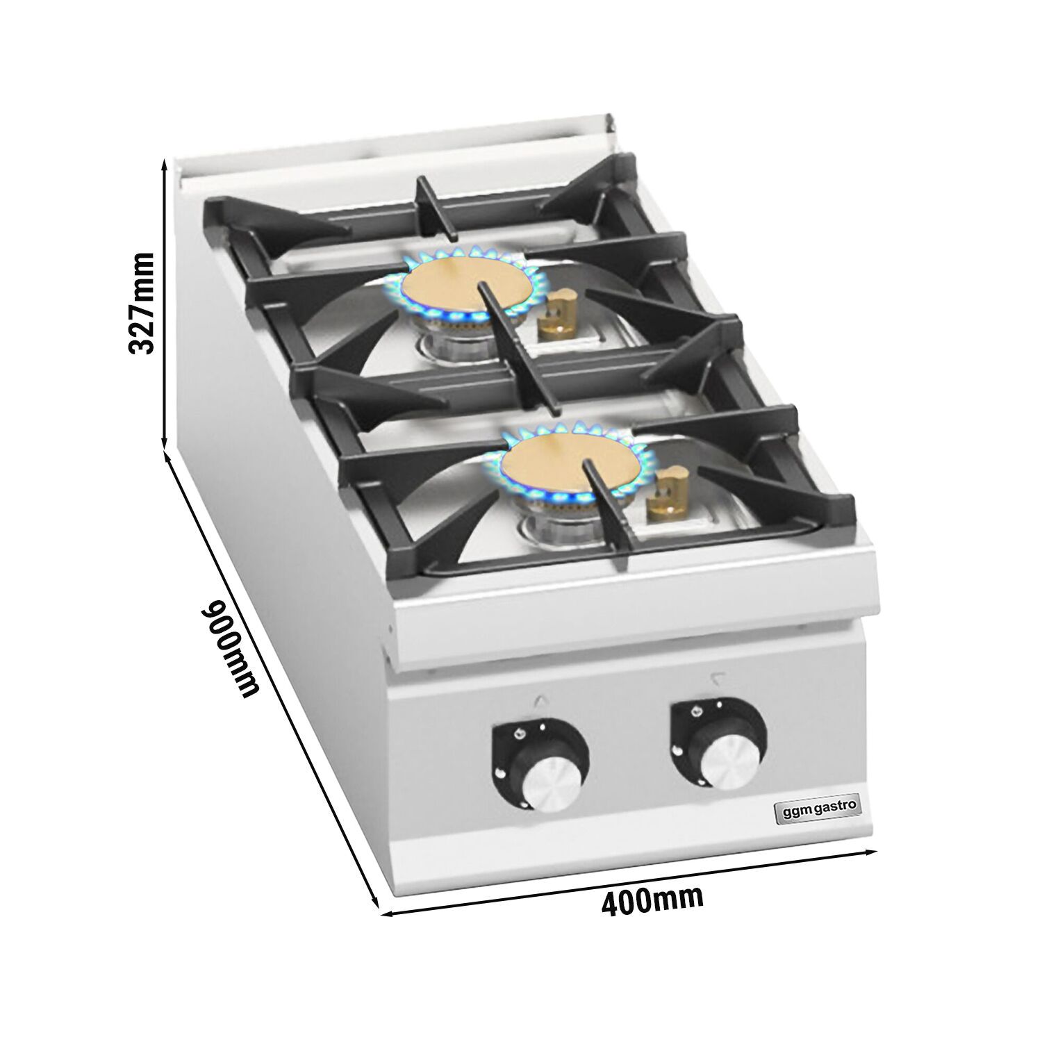 Fourneau à gaz – avec 2 brûleurs – 20 kW – modèle haute performance