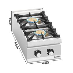 Gasfornuis tafelmodel - PAOLO 900 - 400x900x327mm - 20,0 kW - 2 pits