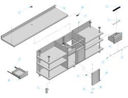 Gesloten RVS werktafel - 2450x600mm - met 2 draaideuren - met achteropstand