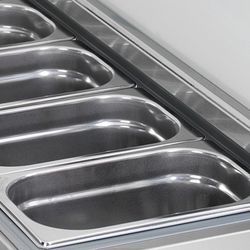 Rashladni pult za pripremu pizze PREMIUM - 1500x800 mm - sa 1 vratima & 7 ladica - uklj. Rashladna nadograđena vitrina LED - 7x GN 1/4