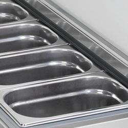 Vitrina refrigerada PREMIUM - 1,6 m x 0,34 m - para 7 contenedores GN 1/4