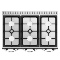 Fogão a gás - 36kW - 6 queimadores - com armário baixo - 3 portas - com queimadores de alto rendimento