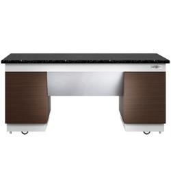 Neutraal element DUBLIN - 2000x1000x(H)900mm - zwart granieten werkblad | verrijdbaar met 4 zwenkwielen | 4 deuren met softclose - voor bakwand - incl. wielstel (4 zwenkwielen)
