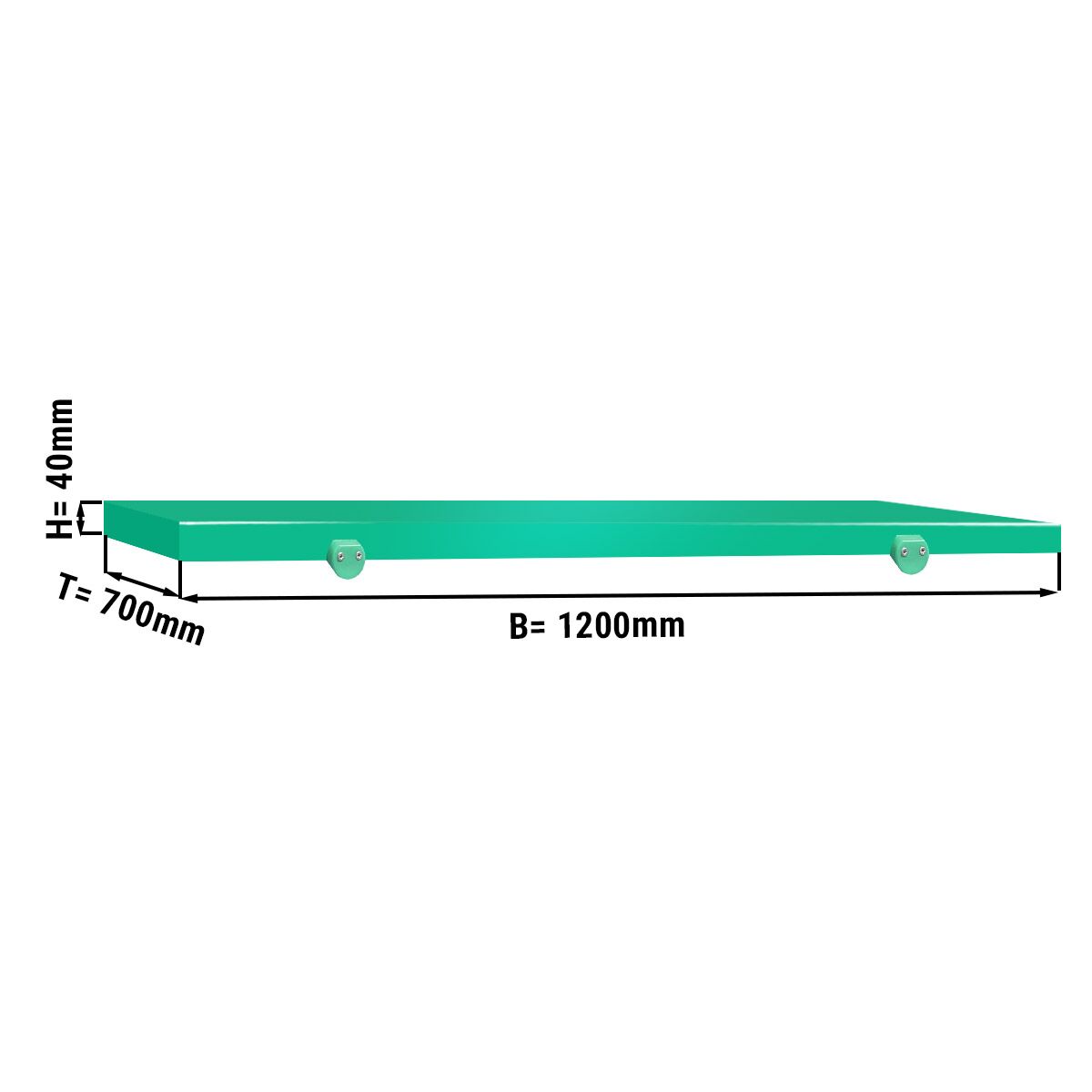 Planche à découper pour table de travail - 1200x700 mm - Conforme HACCP - Verte