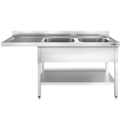Chiuvetă 2,0m - 2 cuve în partea dreaptă L 60 x B 60 x T 30 cm