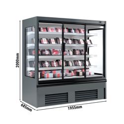 Estante refrigerada - 1955 mm - 683 litros - com 3 portas de vidro isoladas com dobradiças e 4 prateleiras