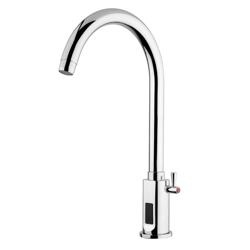 Rubinetto Miscelatore Monoforo Monocomando PREMIUM - per lavello - con infrarosso touchless, bocca alta girevole & regolazione temperatura integrata - 210mm