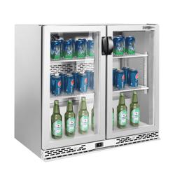 Barkoelkast - 900mm - 193 Liter - met 2 glazen klapdeuren - zwart