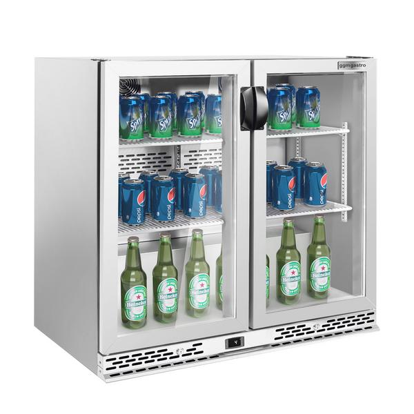 Frigo Bar - 900mm - 200 litri - con 2 porte a battente in vetro - Acciaio inox