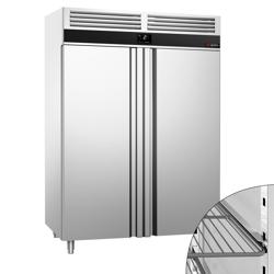 Ψυγείο ανοξείδωτο ατσάλι PREMIUM - GN 2/1 - 1400 λίτρα - +2 / +8 °C - με 2 πόρτες - Βεβιασμένης κυκλοφορίας, Αυτόματη απόψυξη, Κλειδαριά, R290