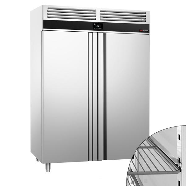 Koelkast RVS PREMIUM - GN 2/1 - 1400mm - 1400liter - tot +8°C - met 2 deuren - geforceerde koeling, automatische ontdooiing, LED‑verlichting & legroosters