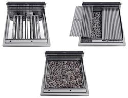 Gas lavasteengrill - 7,0kW - 400mm - 0,40x0,70m - Tafelmodel - 700mm diep - Zwart - zwart front