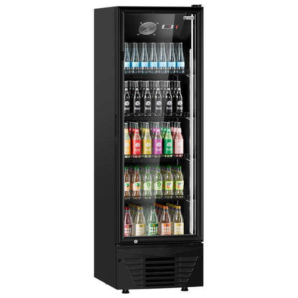 Drankenkoelkast - 590mm - 330L - digitaal display - 1 glasdeur & LED-interieurverlichting - zwart