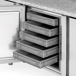 Table réfrigérée pour pizza Premium PLUS - 2305x800mm - avec 2 portes et 2 tiroirs - y compris vitrine réfrigérée - 11x GN 1/4