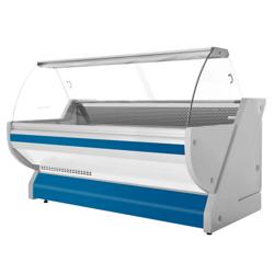 Kühl-/ Fleischtheke - 2500mm - Blau - mit Fleischlicht & beleuchteter Frontblende