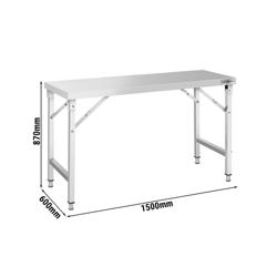 Rostfri arbetsbänk – fällbar – 1500x600 mm