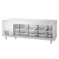 Soğutmalı tezgah - 2330x700mm - 4 kapılı - cam ön panelli - fanlı soğutma - dijital termostat