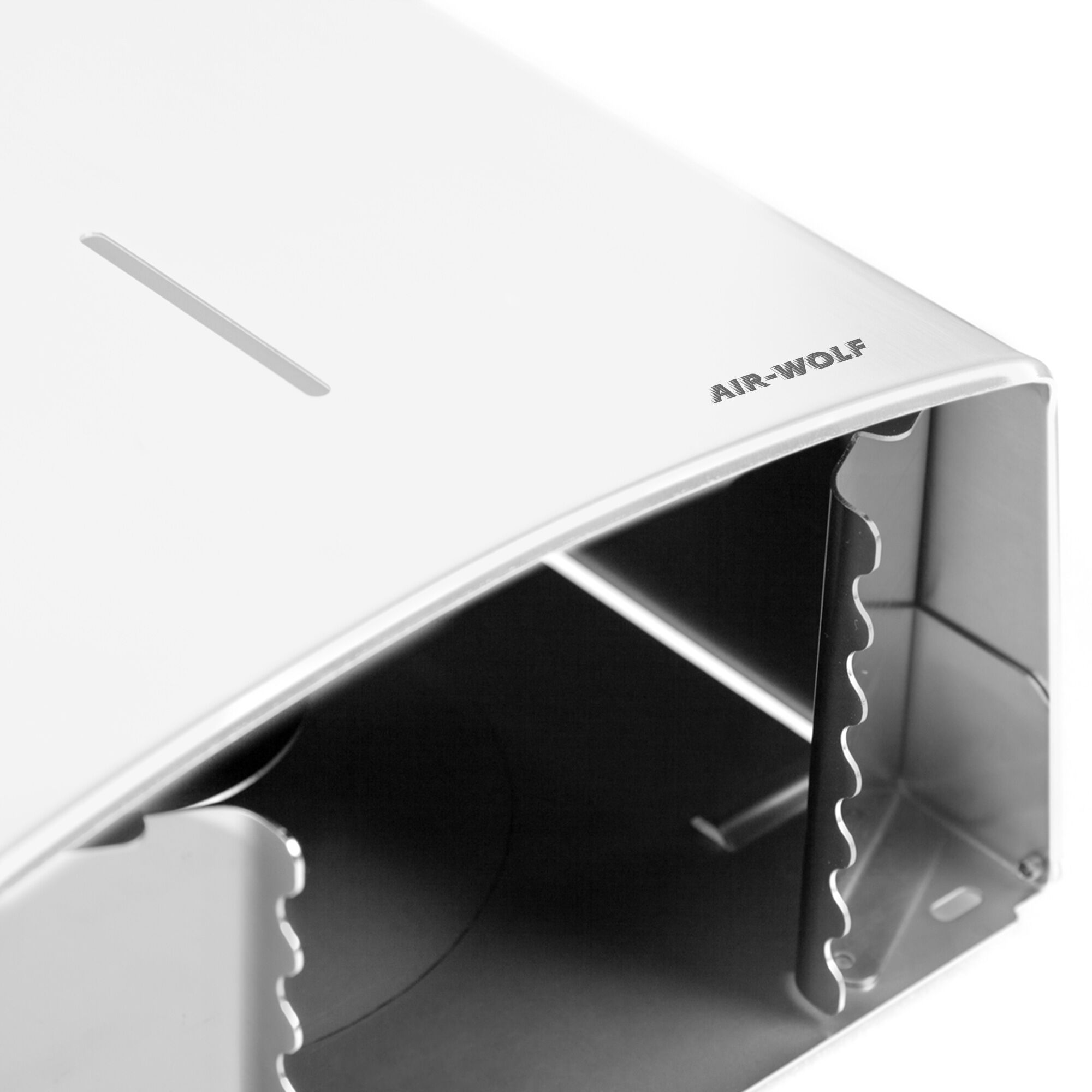 AIR-WOLF | Distributeur de serviettes en papier duplex - pour 3 rouleaux ménagers ou 1 grand rouleau - inox - Blanc