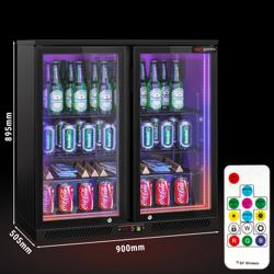 Commercial Back Bar Cooler - 900mm - 220L - with 2 glass hinged doors - Black