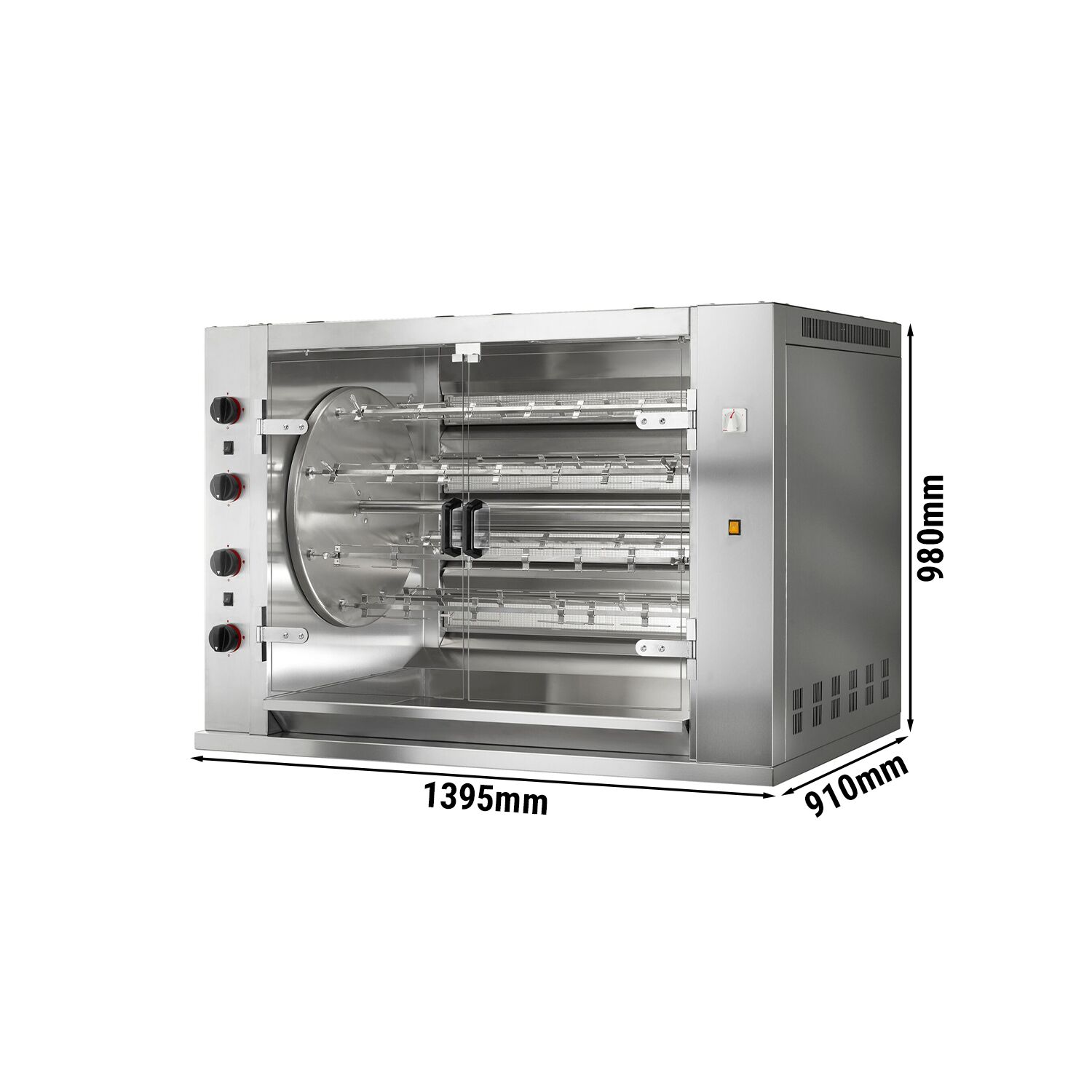 Kycklinggrill roterande - Gas - PREMIUM - 37,2kW - med 8 spett för 48 kycklingar